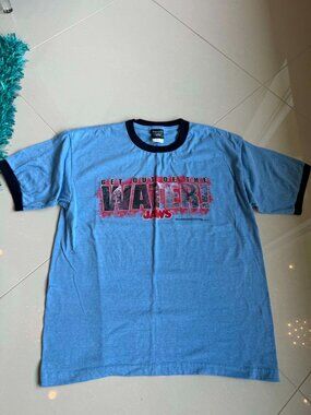 Mens 80s Vintage Thunder Creek Jaws Ringer Tee T-Shirt Size Large L